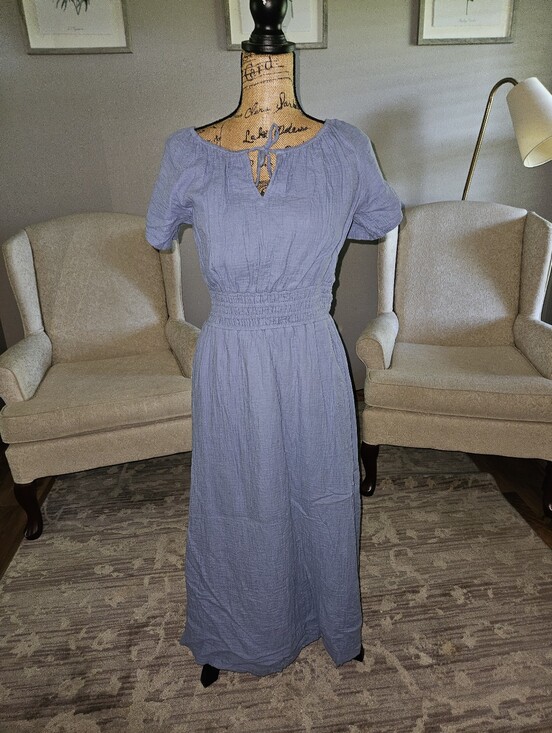 Pact Dresses & Skirts - Blue Smocked Waist Midi Dress Pact Small
